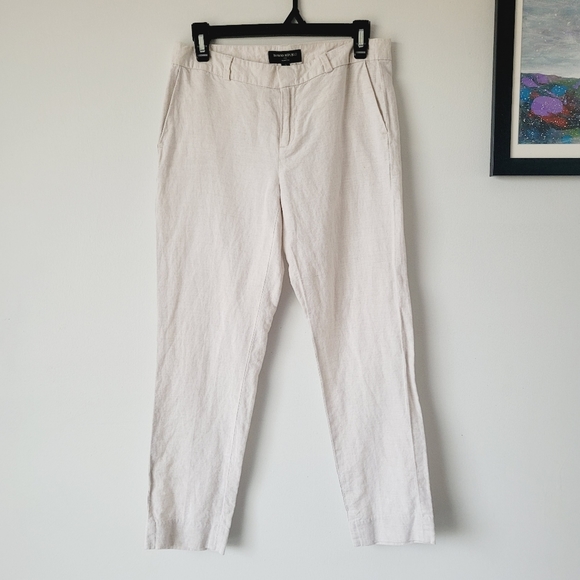 Banana Republic Linen Blend Hampton Work Pants Size 0 Ankle Cropped - Picture 2 of 12